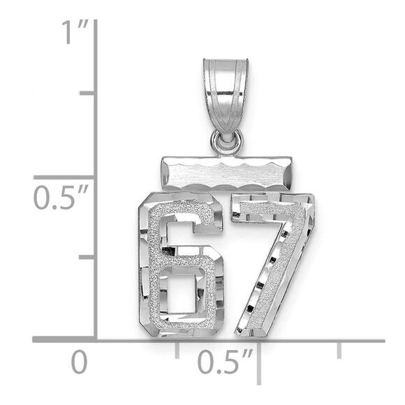 14k White Gold, Varsity Collection, Small D/C Pendant, Number 67 - Picture 2 of 3
